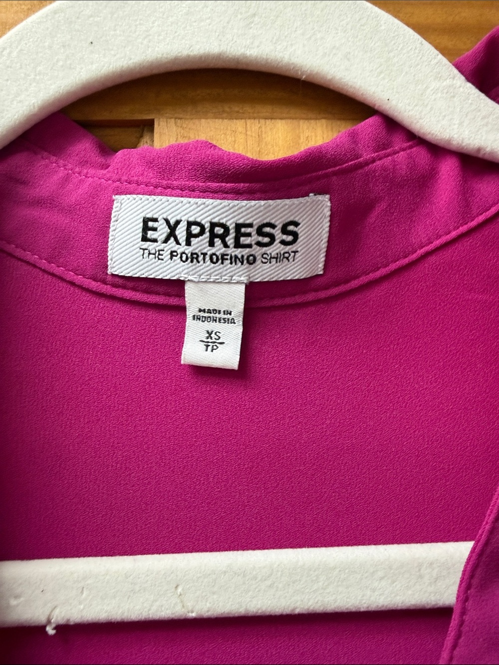 Express Fuchsia Button-Front Blouse - Picture 2 of 5